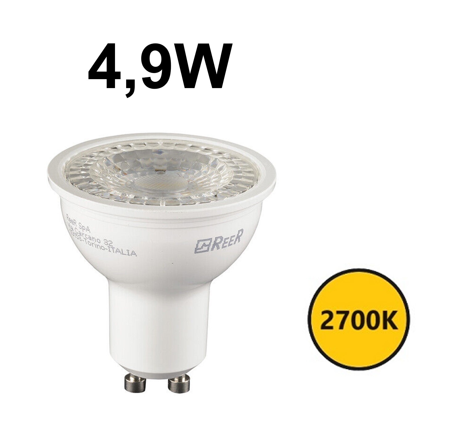 LED GU10 bianco 4,9W 2700K 60°