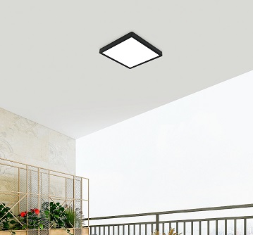 Plafoniera LED IP44 29x29 3000K nero