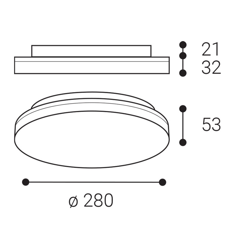 Plafoniera LED Ø28 IP54 bianco CCT