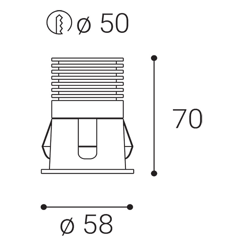 Faretto da incasso LED Ø58 bianco IP44