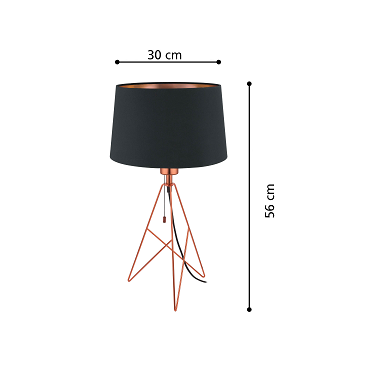 Lampada da tavolo tessile nero/rame 1xE27