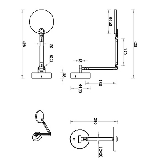 Applique LED in alluminio mobile 9W