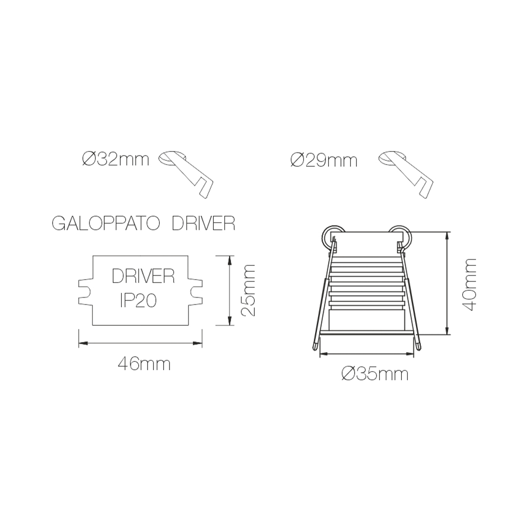 LED incasso mini Ø35mm IP65 nero