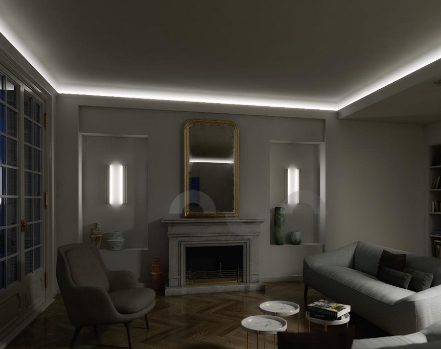 profilo a parete bianco con copertura opale