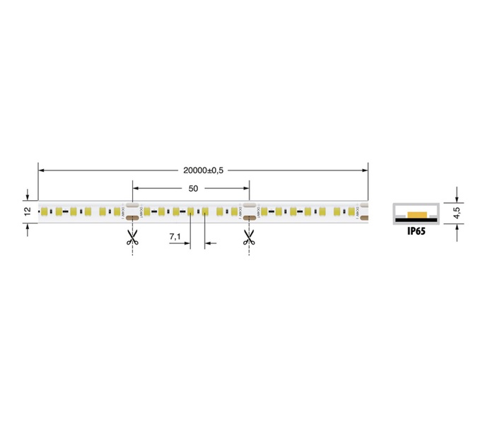 Striscia LED 14,4W IP65 48V