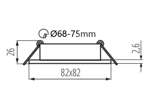 Faretto da incasso GU10 argento 82x82mm orientabile