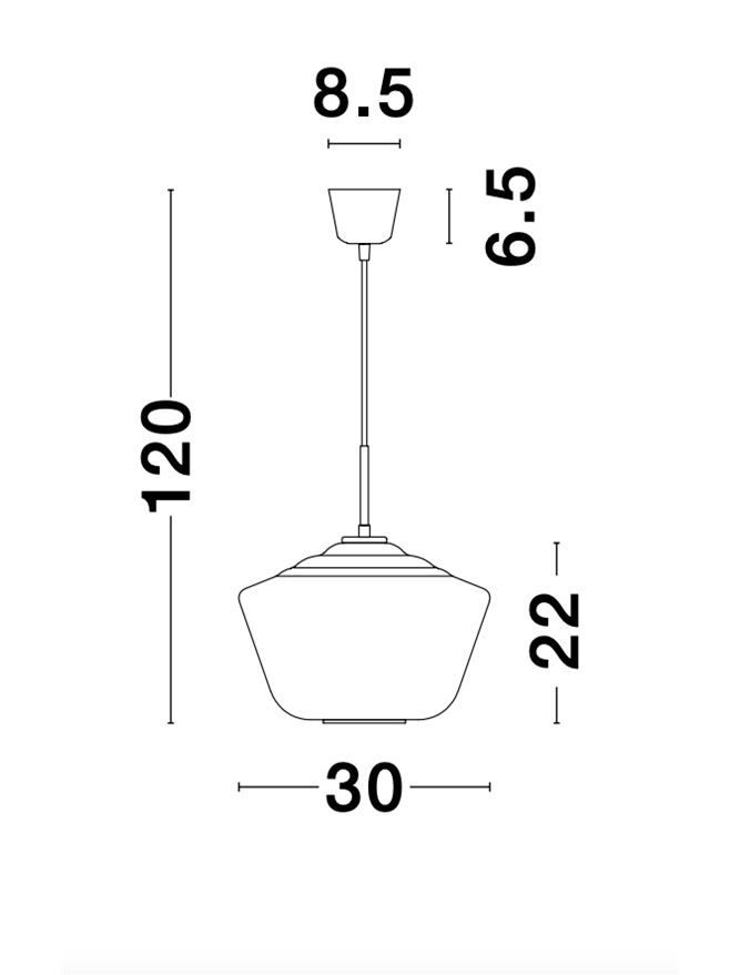 Lampada a sospensione in vetro fumé Ø30