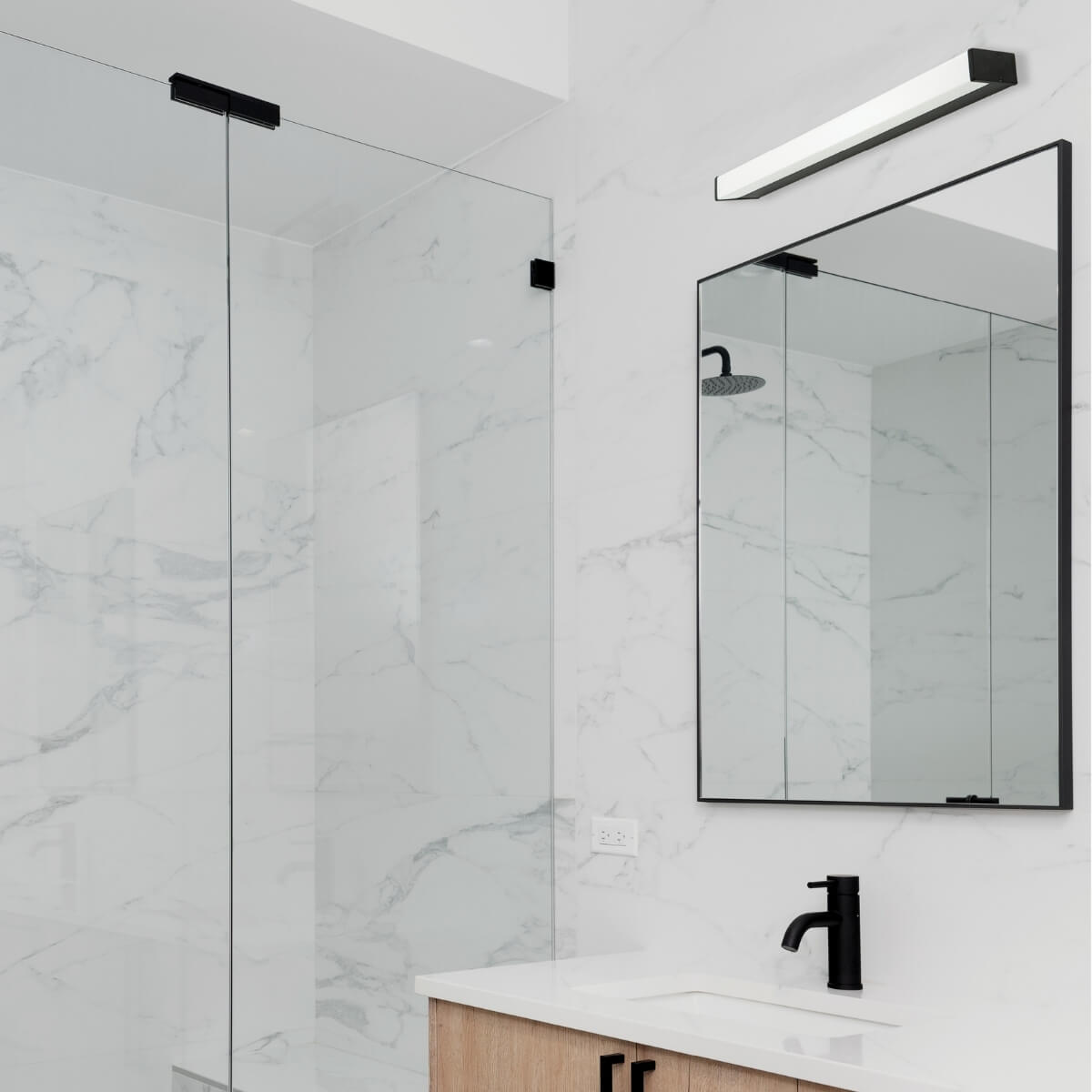 Lampada a specchio a LED Nera CCT