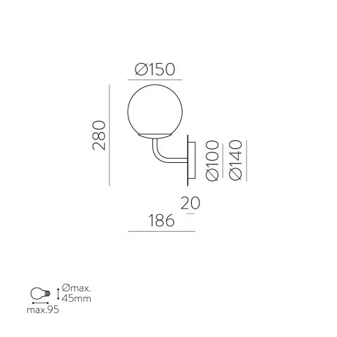 Lampada da parete in vetro/oro Ø15cm E27