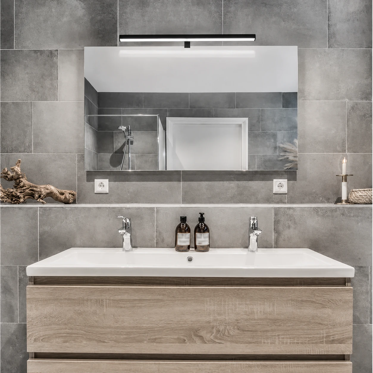 Aufsatz-Spiegelleuchte LED Schwarz