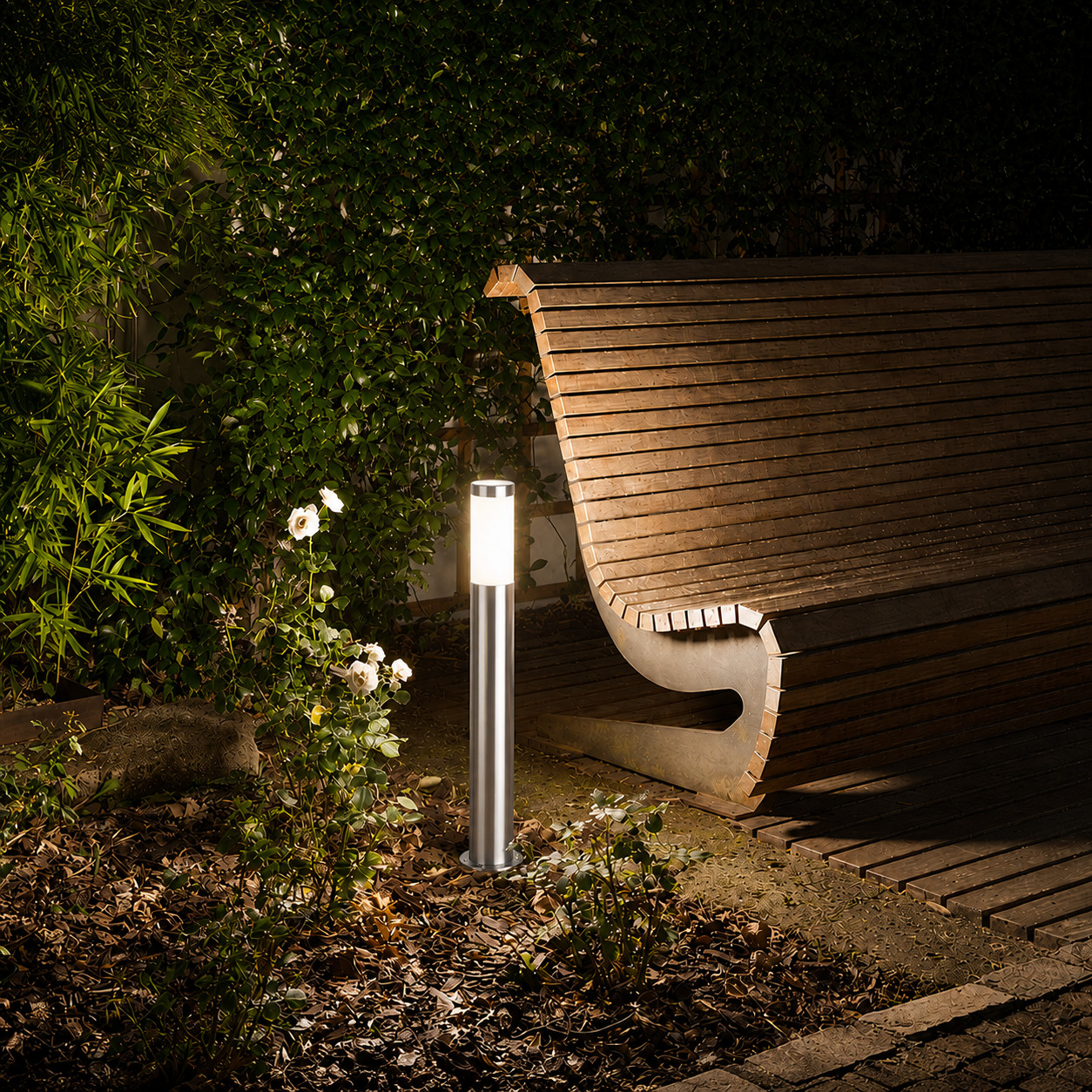 Paletto luminoso E27 IP44 nichel