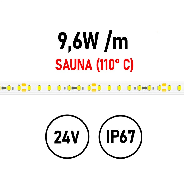 LED Streifen SAUNA 9,6W 2700K IP67 24V LED Streifen SAUNA 9,6W 2700K IP67 24V