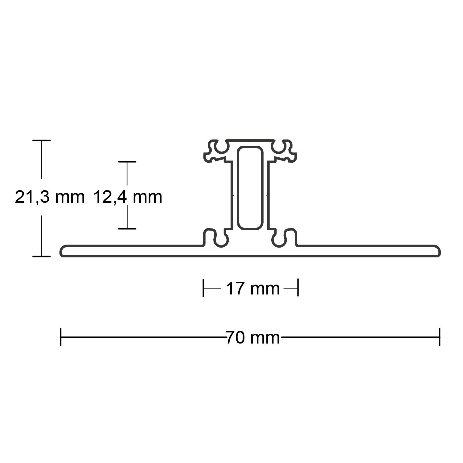 Profilo a T bianco con 2x copertura opale