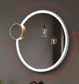 Specchio LED con cornice e specchio girevole - diretto