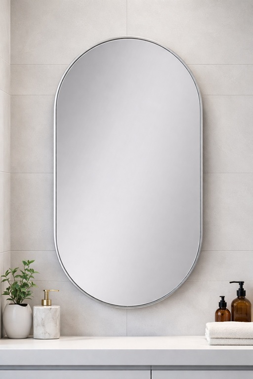 Specchio ovale con cornice in metallo – senza illuminazione