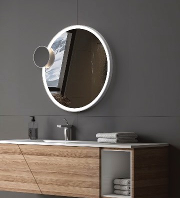 Specchio LED con cornice e specchio girevole - diretto