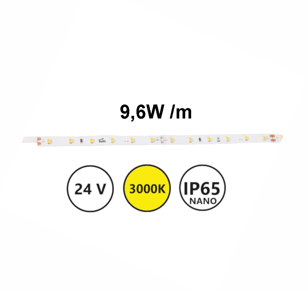 Striscia LED 9,6W 3000K IP65-NANO 24V