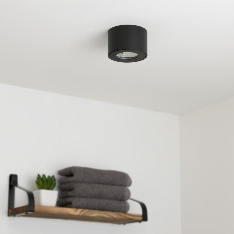 Faretto da superficie piatto nero IP44