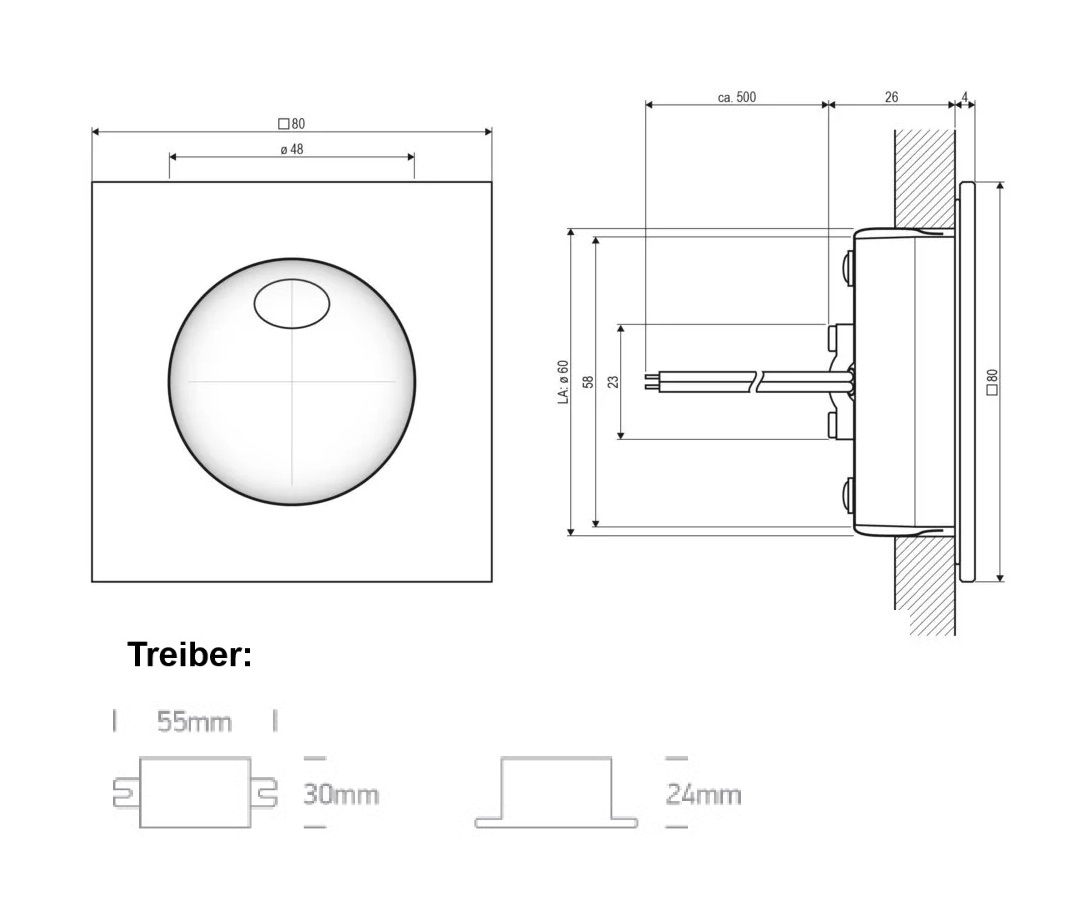 LED incasso parete antracite quadrato IP54