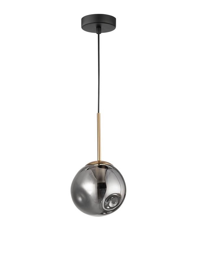 Lampada a sospensione Ø15 vetro fumé/oro