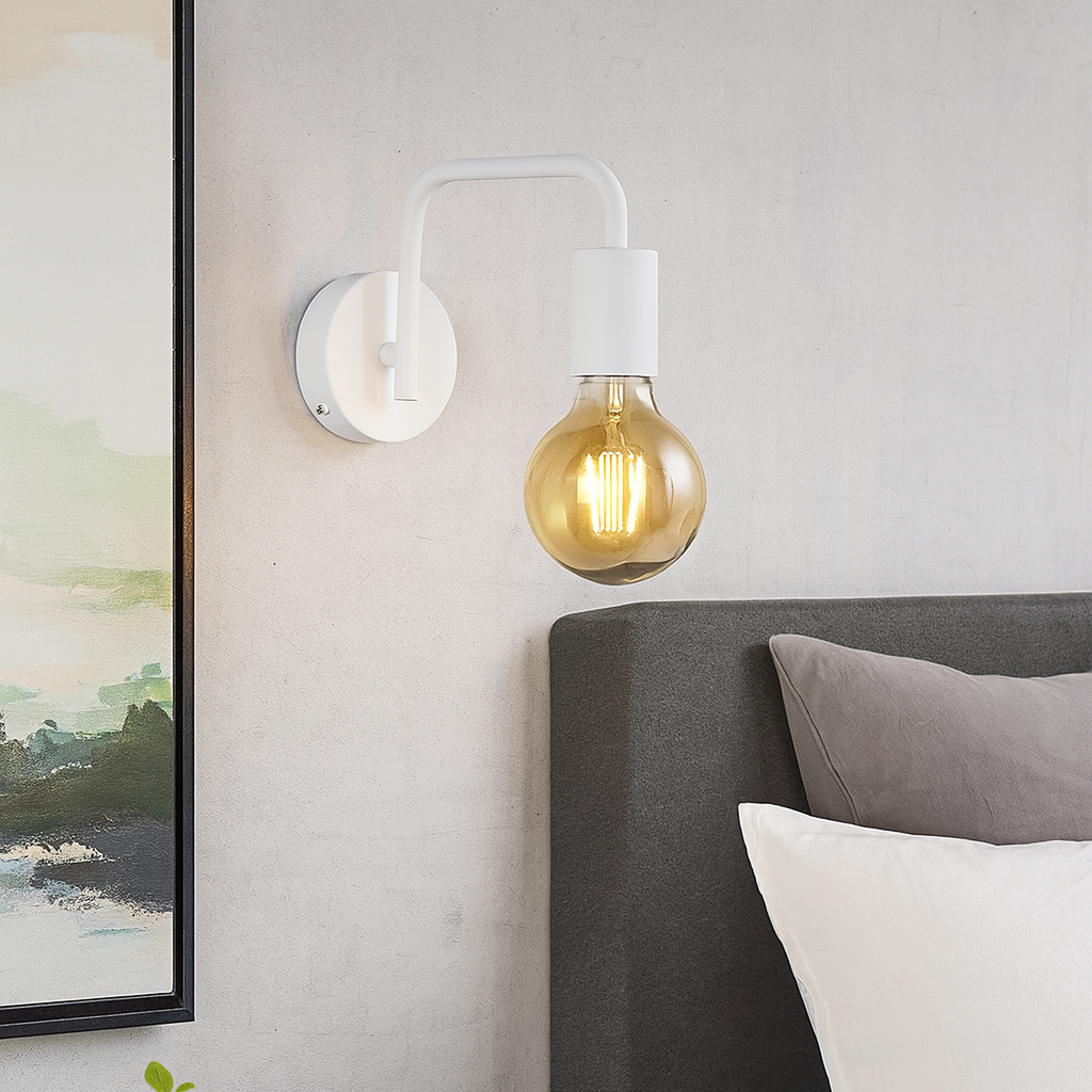 Wandleuchte E27 Weiß mit Schalter
