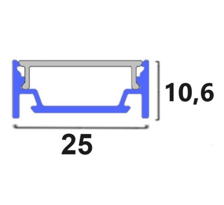 LED Profil 25x10,6mm inkl. Abd. opal