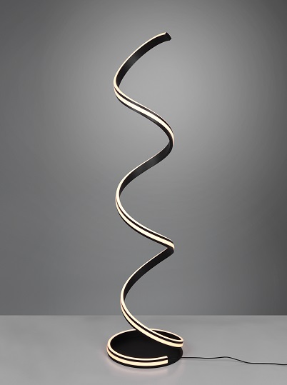 Lampada da terra LED nera curva