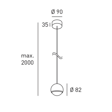 Sospensione a LED con lente 7W nero
