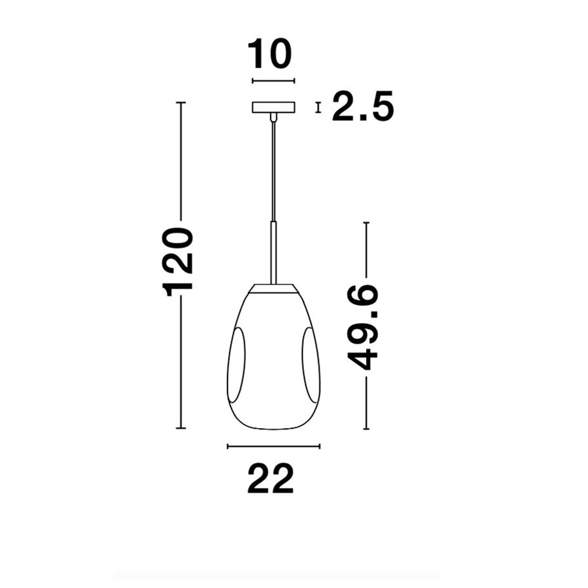 Lampada a sospensione in vetro Ø22 rame