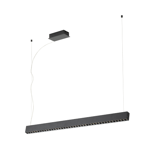 Lampada a sospensione lineare LED nera, L. 106,5cm