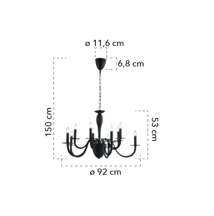 Lampadario Ø92 nero