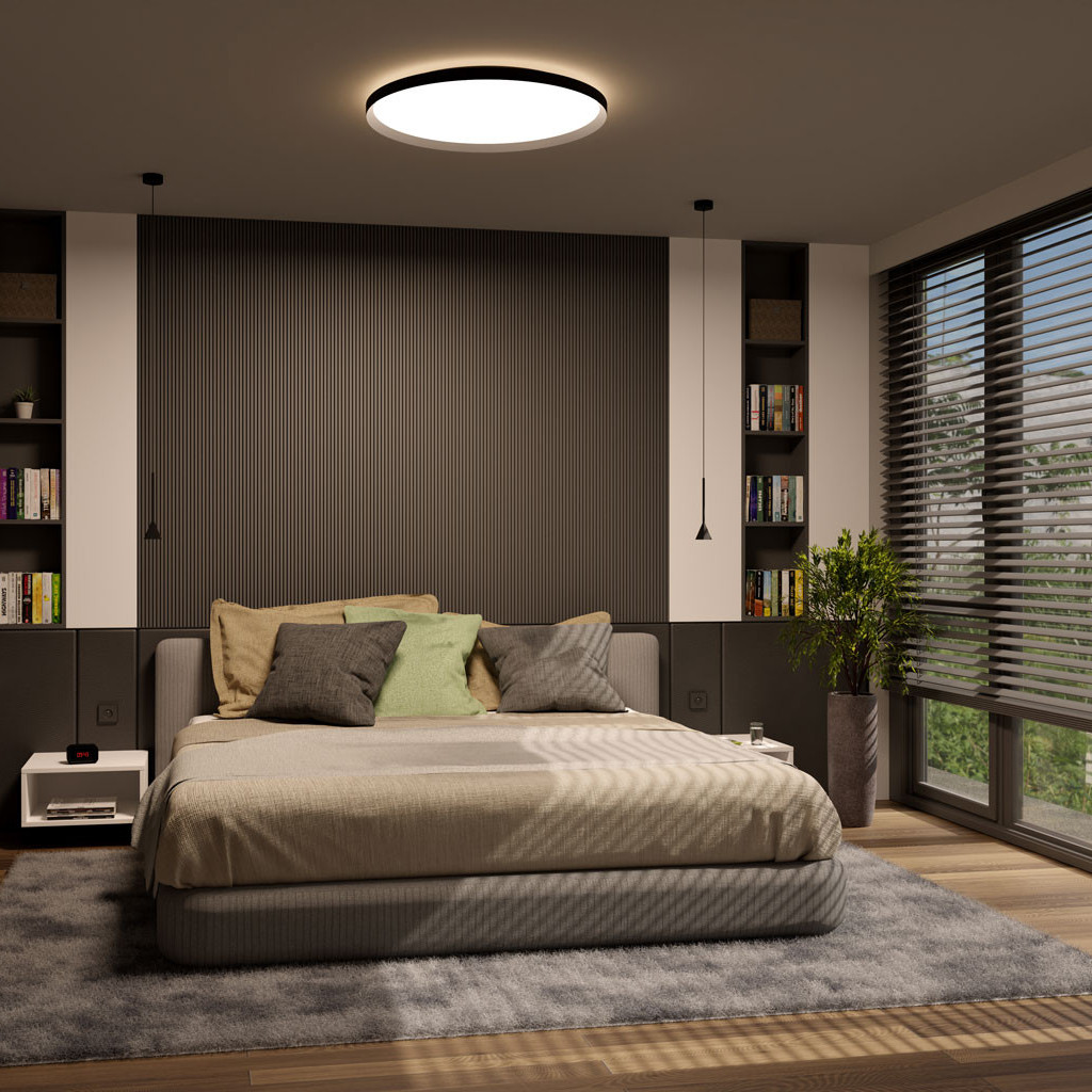 Deckenleuchte LED Dir./Ind. CCT 2700K/3000K/4000K Schwarz/Champagne