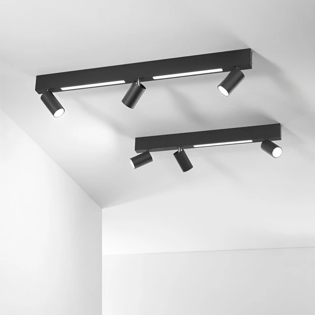 Strahler 2xLED + 3xGU10 Schwarz