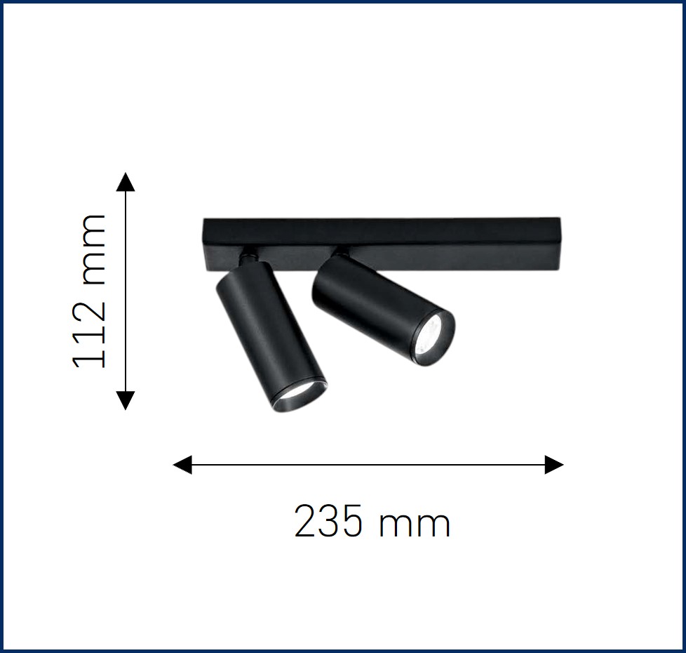 faretto 2xGU10 mini nero