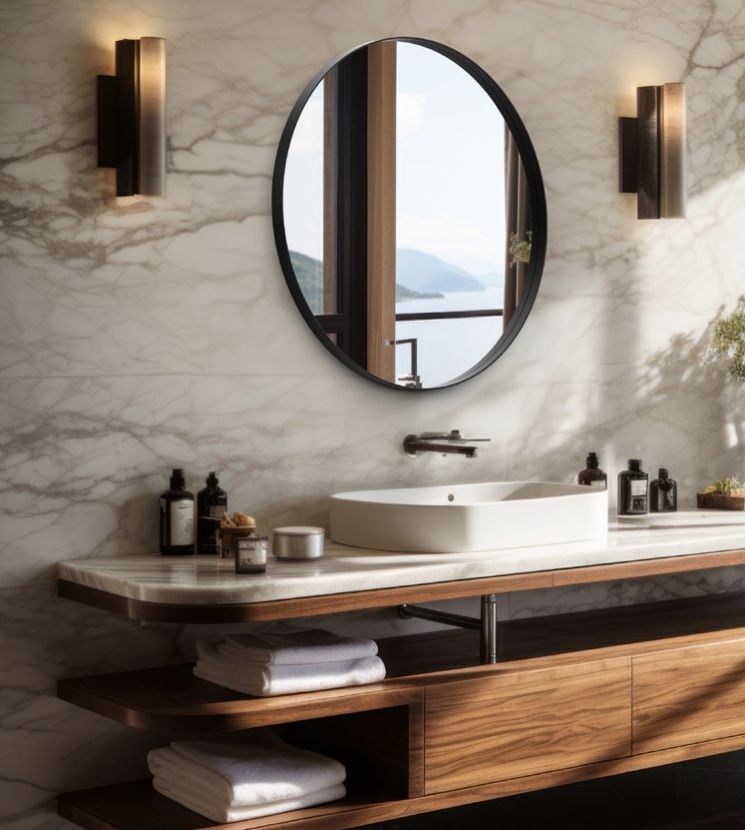 Specchio arretrato con cornice in metallo – senza illuminazione