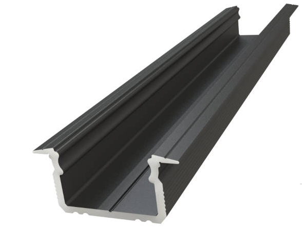Profilo LED da incasso nero 21x9,8 con cover opale