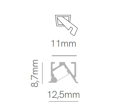 Profilo da incasso LED nero 70° + copertura opale