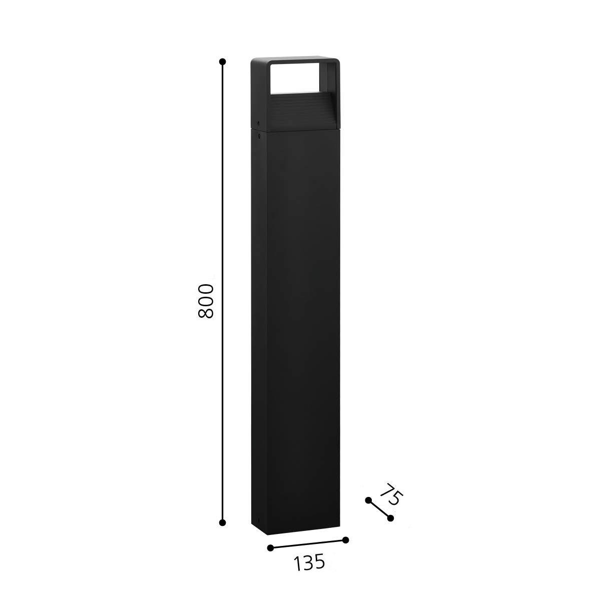 Paletto luminoso LED nero 80cm IP65