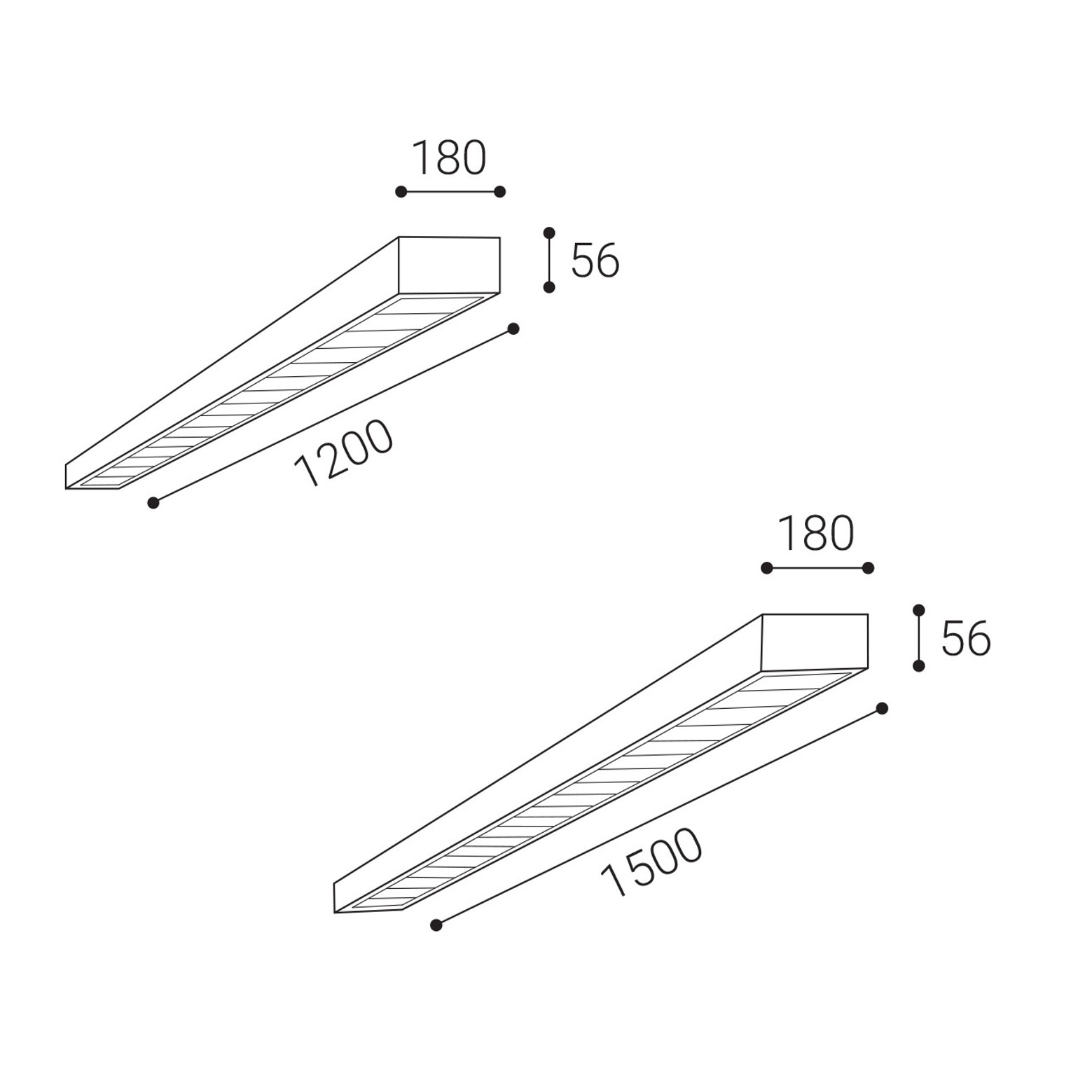 Rasterleuchte LED Aufputz Weiß/Alu