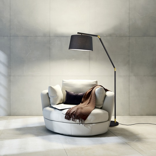 Lampada da terra tessile nero 1xE27