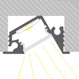 Profilo da incasso LED nero 70° + copertura opale