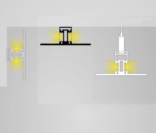 Profilo a T nero con 2x copertura opale