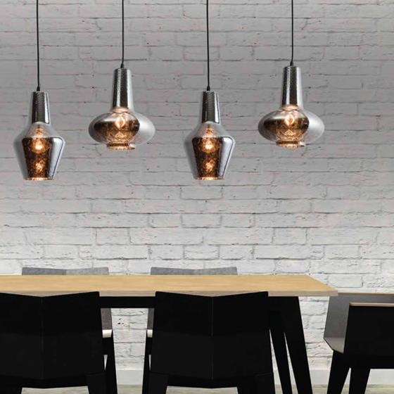 Lampada a sospensione Ø25 vetro cromato