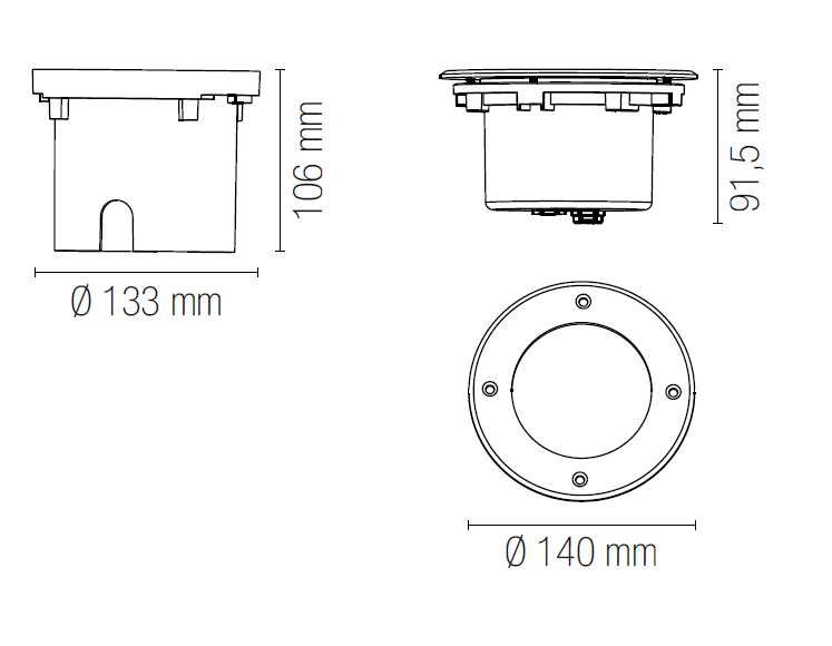 LED incasso pavimento argento 12W 3000K 30° Ø14cm IP67