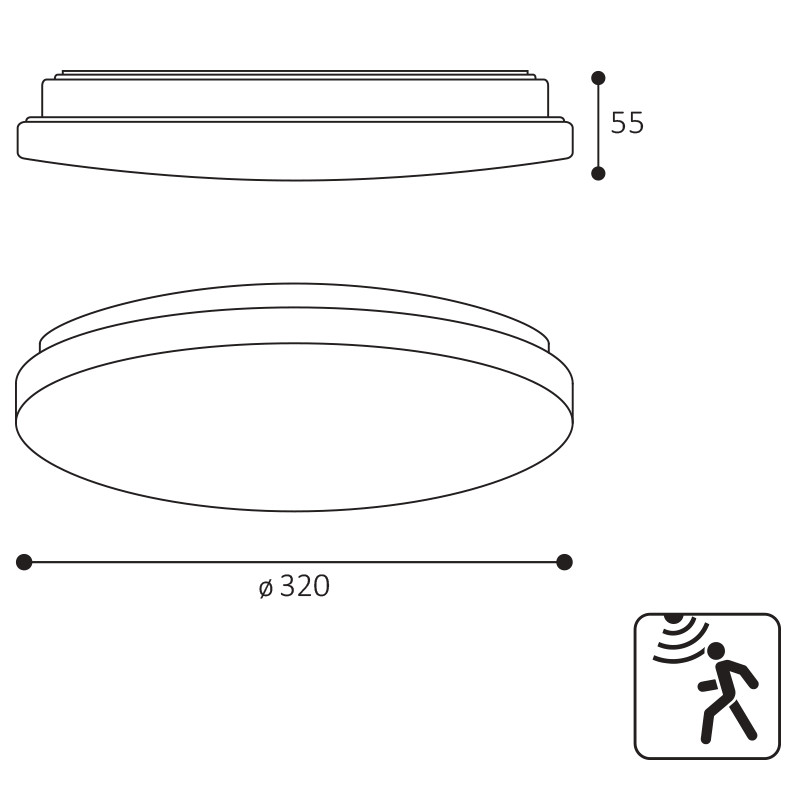 Plafoniera LED Sensore HF IP44