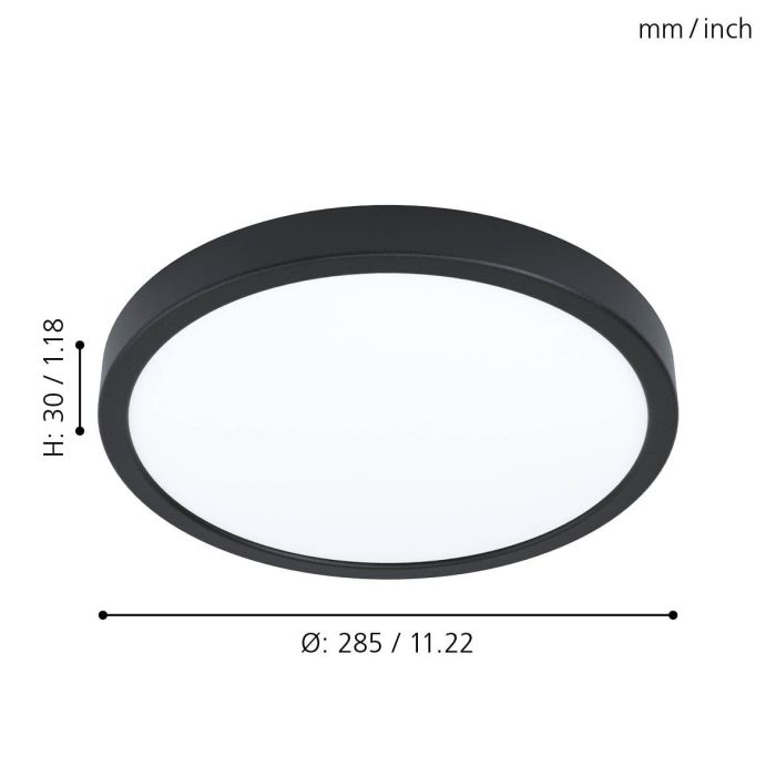 Plafoniera LED IP44 Ø29cm 3000K nero
