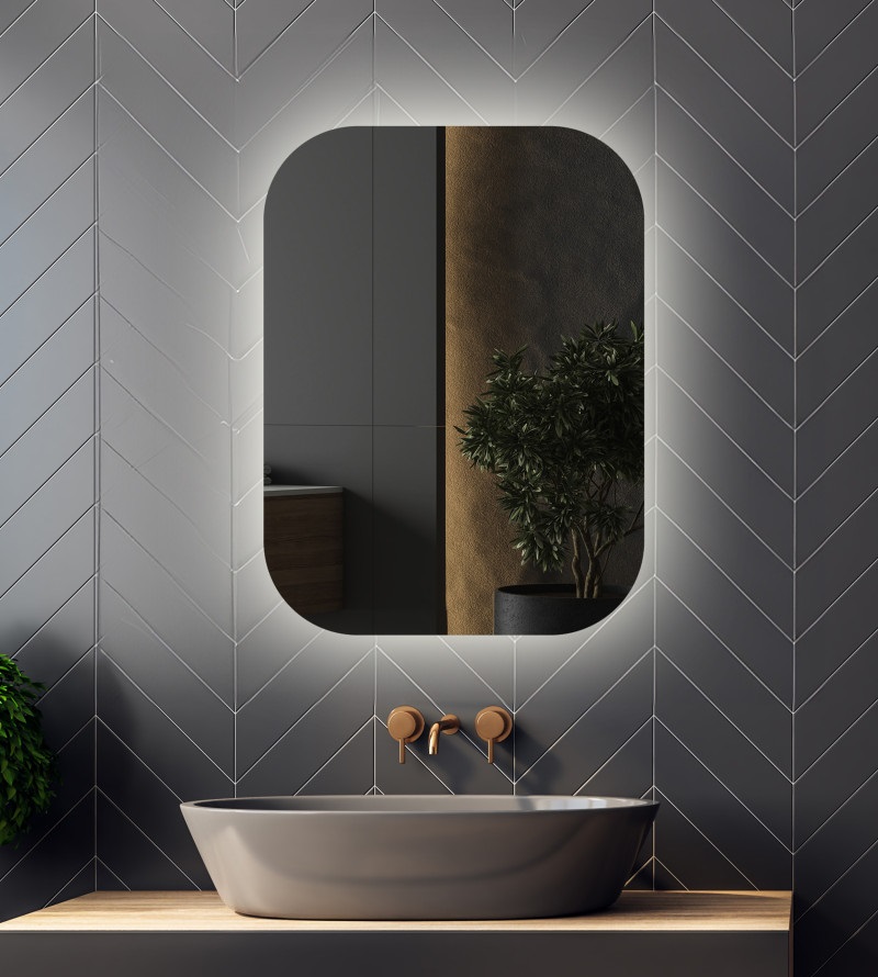Specchio LED rettangolare senza cornice - indiretto