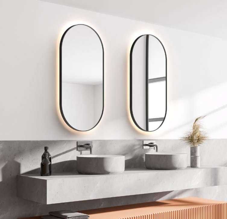 Specchio LED ovale con cornice - indiretto