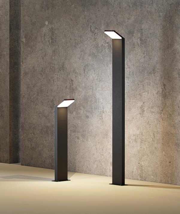 Paletto luminoso LED nero 9W 3000K 110cm IP54