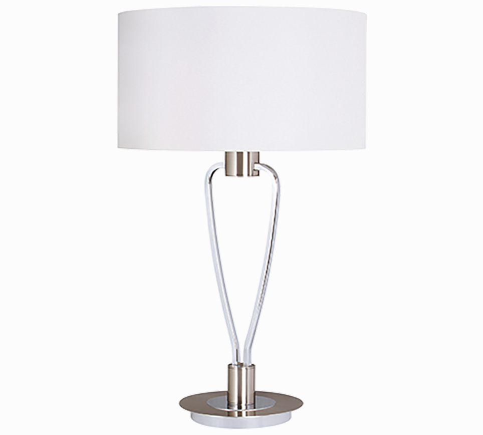 Lampada da tavolo Nichel/Bianco H.58cm E27